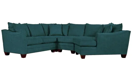 Foresthill 4-pc. Right Hand Cuddler Sectional Sofa in Elliot Teal by H.M. Richards