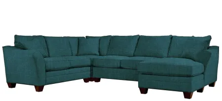 Foresthill 4-pc. Sectional w/ Right Arm Facing Chaise in Elliot Teal by H.M. Richards