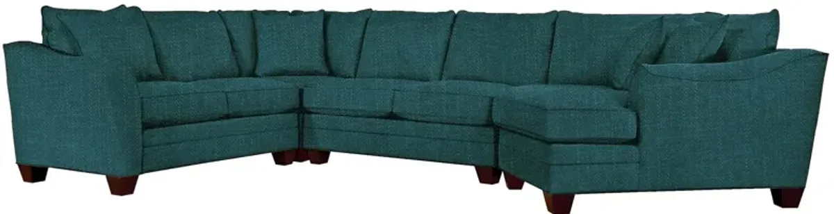 Foresthill 4-pc. Right Hand Cuddler with Loveseat Sectional Sofa in Elliot Teal by H.M. Richards