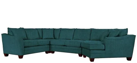 Foresthill 4-pc. Right Hand Cuddler with Loveseat Sectional Sofa in Elliot Teal by H.M. Richards