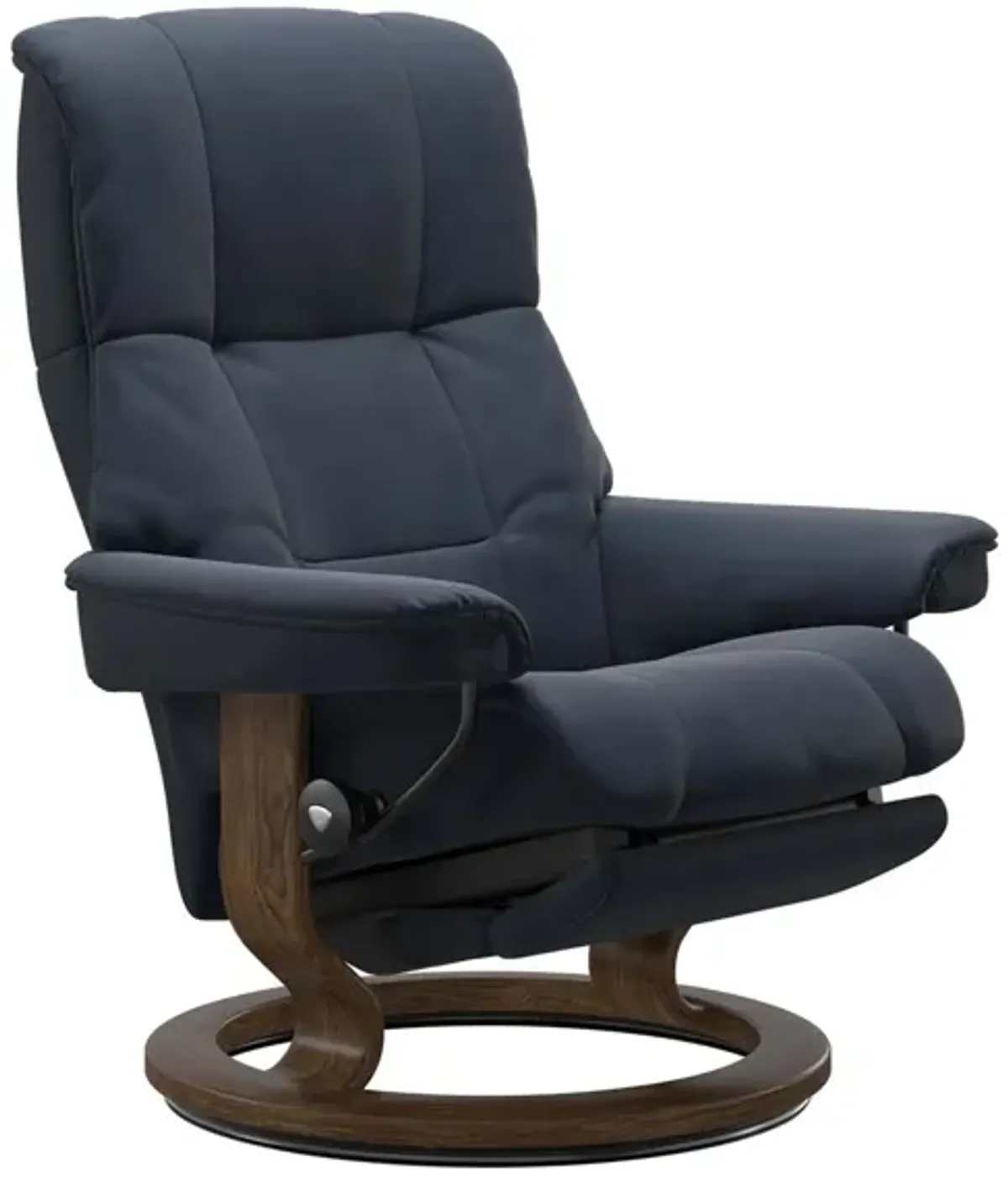 Stressless Mayfair Large Leather Power Reclining Chair and Ottoman in Paloma Oxford Blue by Stressless