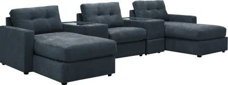 ModularOne 5-pc Sectional w/Two Power Consoles in Navy by H.M. Richards