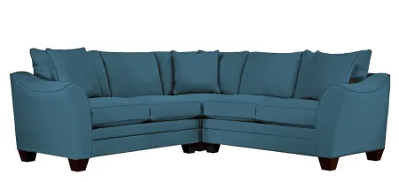 Foresthill 3-pc. Symmetrical Loveseat Sectional Sofa in Suede So Soft Lagoon by H.M. Richards