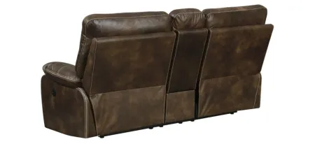 Jessie James Power Reclining Loveseat in chocolate brown by Emerald Home Furnishings