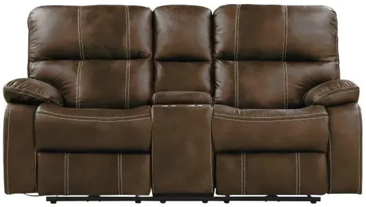 Jessie James Power Reclining Loveseat in chocolate brown by Emerald Home Furnishings