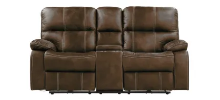 Jessie James Power Reclining Loveseat in chocolate brown by Emerald Home Furnishings