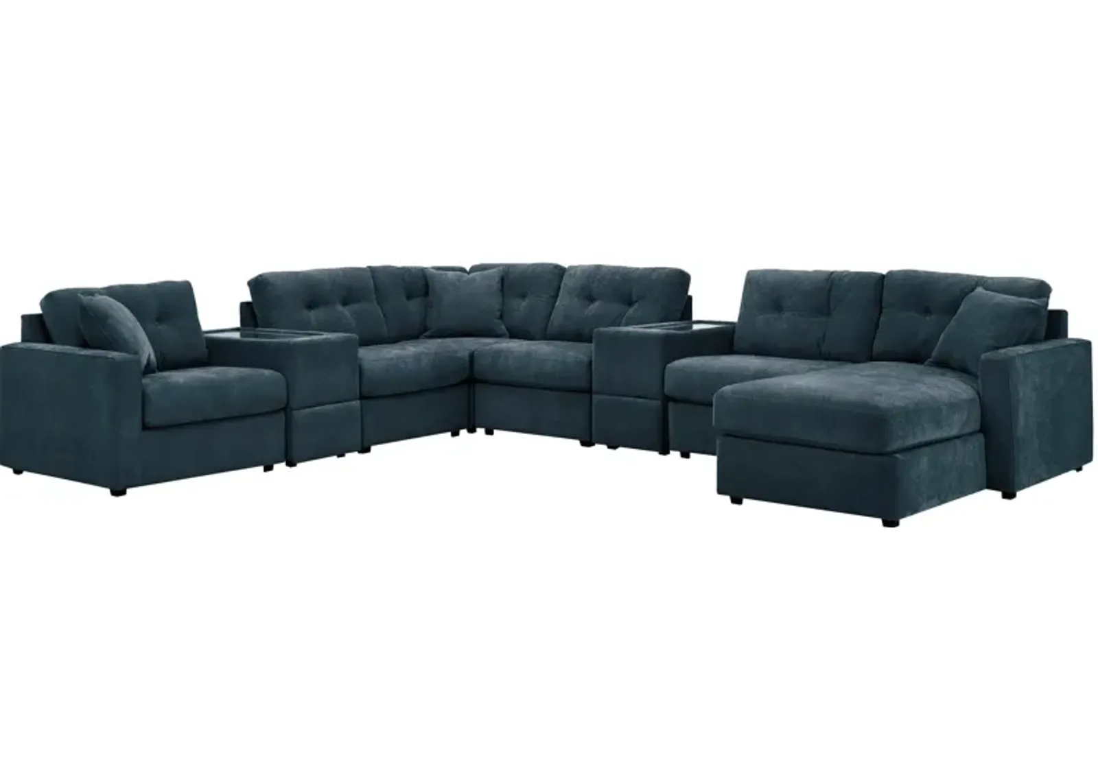 ModularOne 8-pc. Sectional w/Two Power Consoles in Navy by H.M. Richards