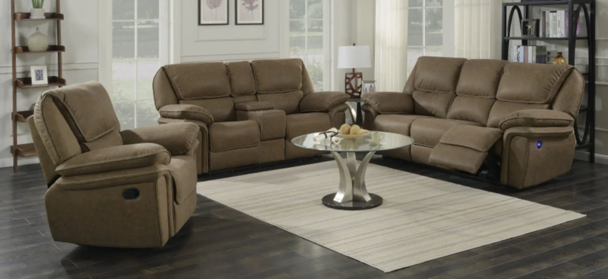 Allyn Power Console Loveseat in Desert Sand by Emerald Home Furnishings
