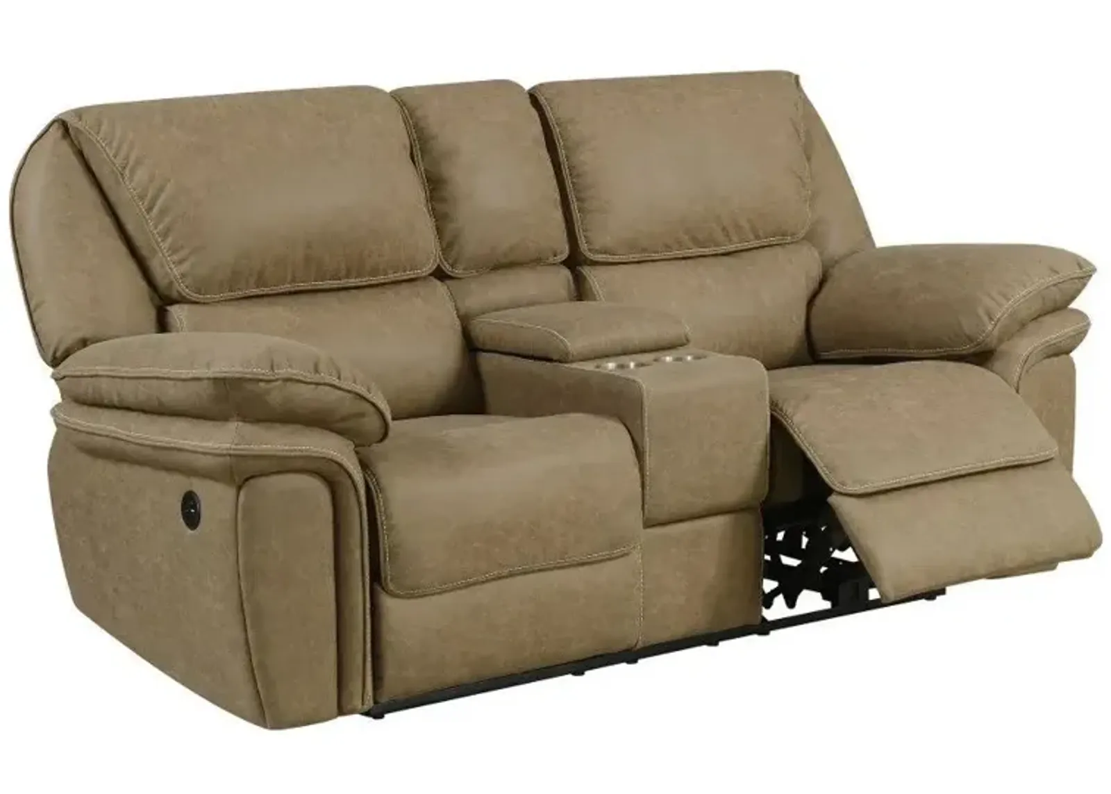 Allyn Power Console Loveseat in Desert Sand by Emerald Home Furnishings