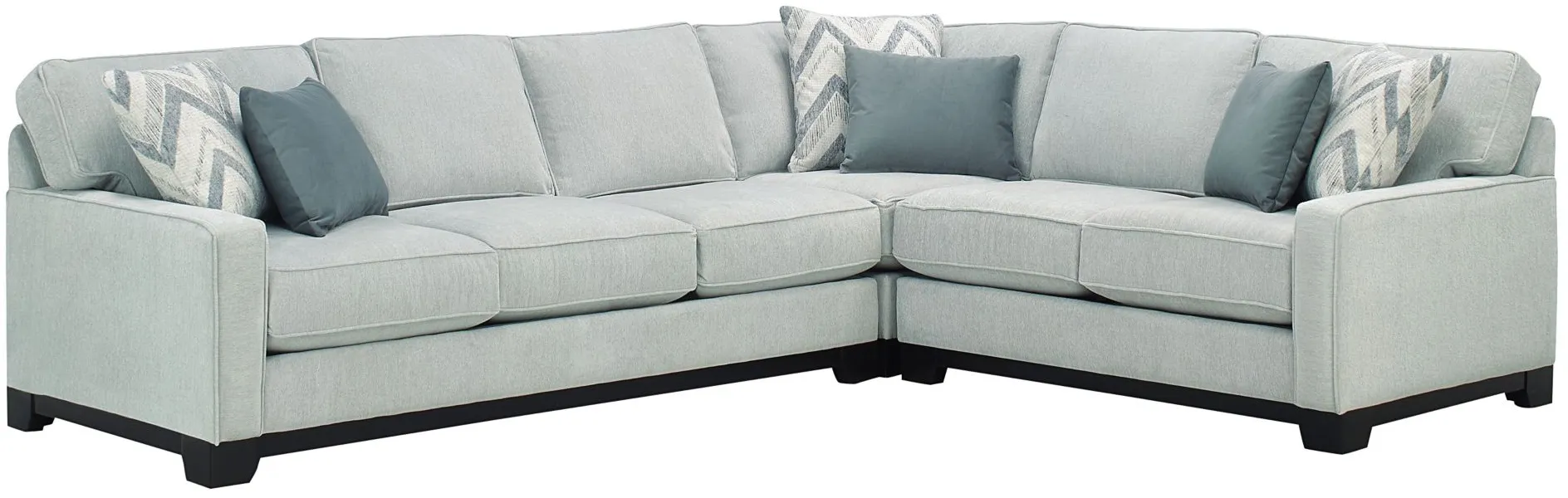 Arlo 3-pc. Sectional Sofa in Suede Dove by Jonathan Louis