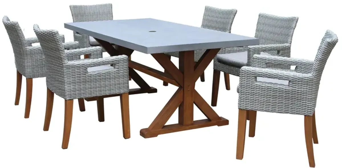 Nautical 7-pc. Composite and Concrete Outdoor Dining Set in Faye Ash by Outdoor Interiors