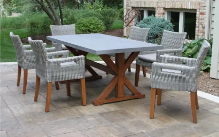 Nautical 7-pc. Composite and Concrete Outdoor Dining Set in Faye Ash by Outdoor Interiors