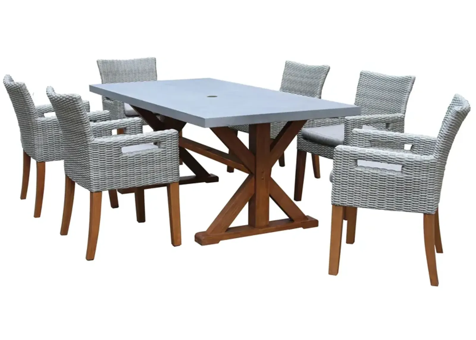 Nautical 7-pc. Composite and Concrete Outdoor Dining Set in Faye Ash by Outdoor Interiors