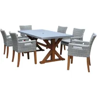 Nautical 7-pc. Composite and Concrete Outdoor Dining Set in Gray by Outdoor Interiors