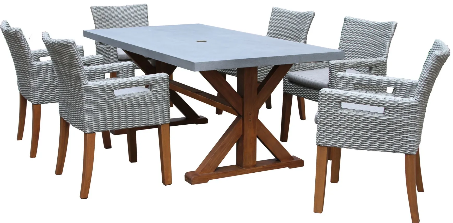 Nautical 7-pc. Composite and Concrete Outdoor Dining Set in Faye Ash by Outdoor Interiors