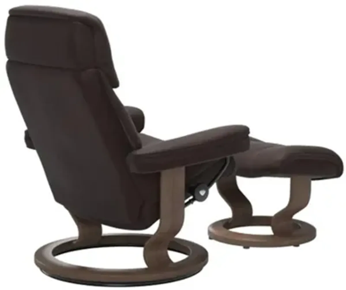 Stressless Ruby Large Classic Leather Reclining Chair and Ottoman