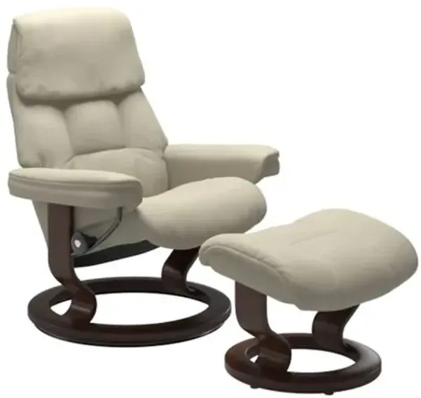 Stressless Ruby Large Classic Leather Reclining Chair and Ottoman