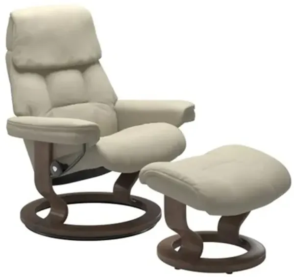 Stressless Ruby Large Classic Leather Reclining Chair and Ottoman