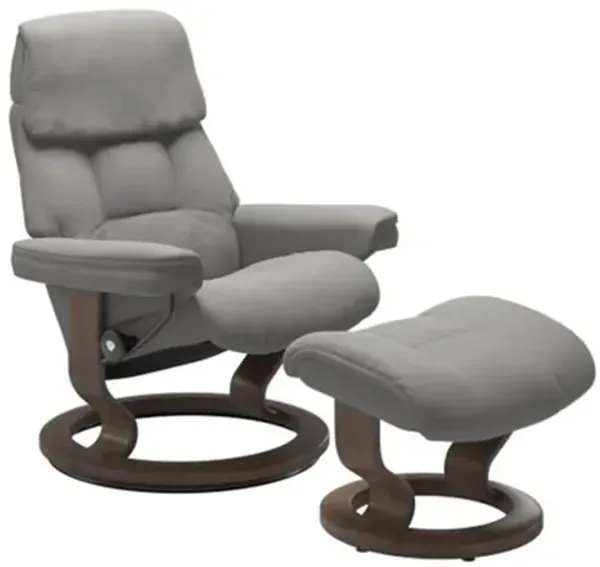 Stressless Ruby Large Classic Leather Reclining Chair and Ottoman