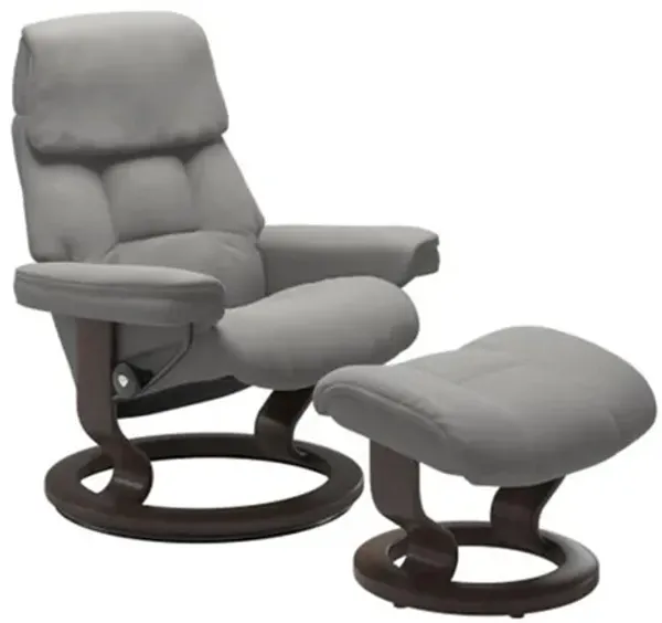Stressless Ruby Large Classic Leather Reclining Chair and Ottoman