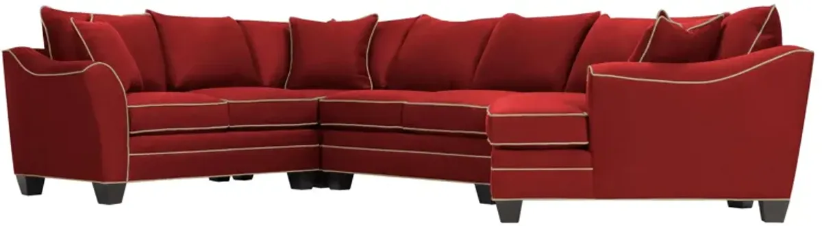 Foresthill 4-pc. Right Hand Cuddler with Loveseat Sectional Sofa in Suede So Soft Cardinal/Mineral by H.M. Richards