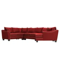 Foresthill 4-pc. Right Hand Cuddler with Loveseat Sectional Sofa in Suede So Soft Cardinal/Mineral by H.M. Richards