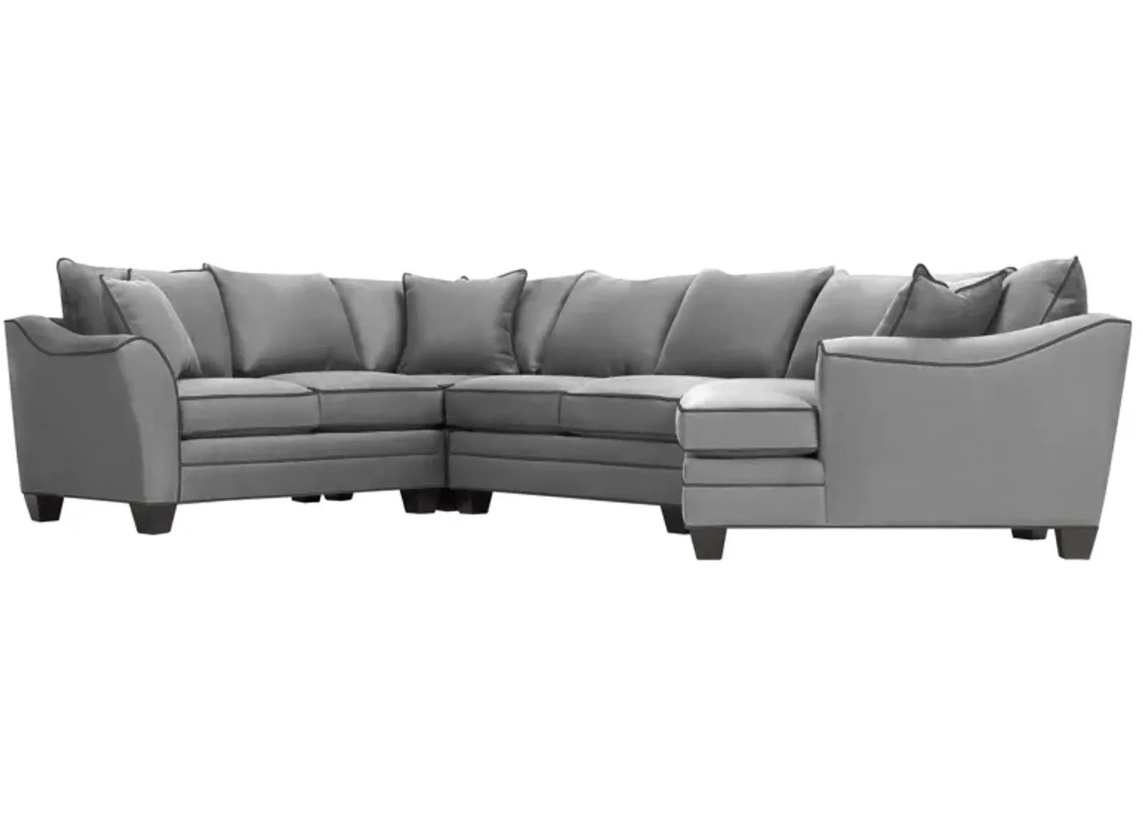 Foresthill 4-pc. Right Hand Cuddler with Loveseat Sectional Sofa in Suede So Soft Platinum/Slate by H.M. Richards