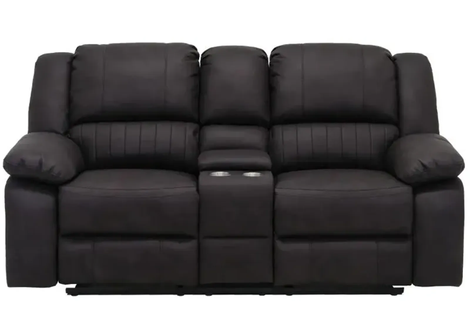 Navaro Licorice Reclining Console Loveseat in black licorice by Emerald Home Furnishings