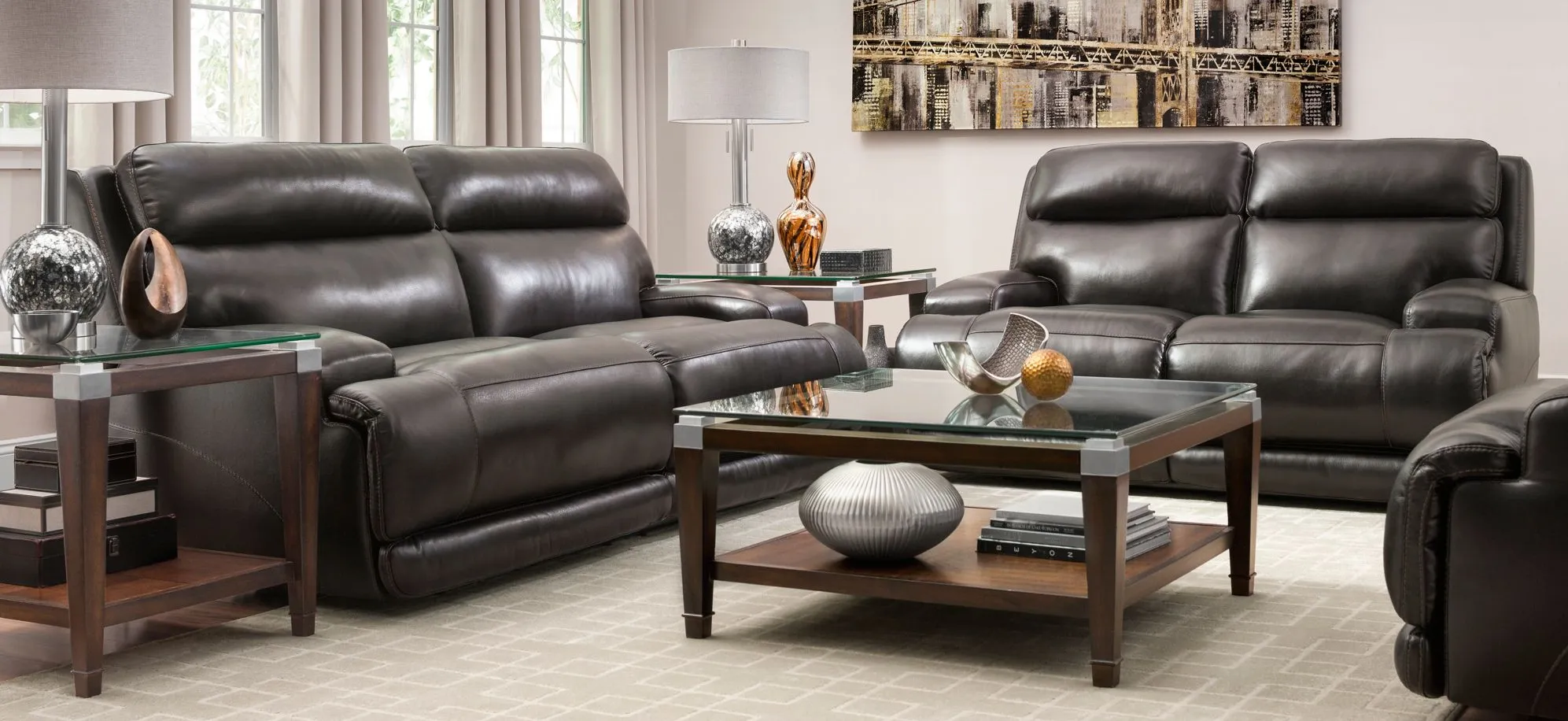 Tompkins 2-pc. Power Sofa and Loveseat Set in Blackberry by Bellanest