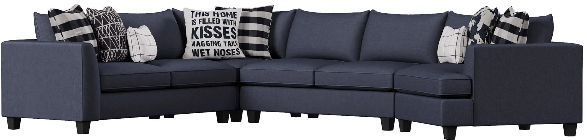 Daine 4-pc. Sectional Sofa in Popstich Navy by Fusion Furniture
