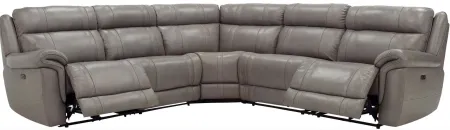 Ridgewood 5-pc. Leather Power-Reclining Sectional Sofa in Gray by Bellanest