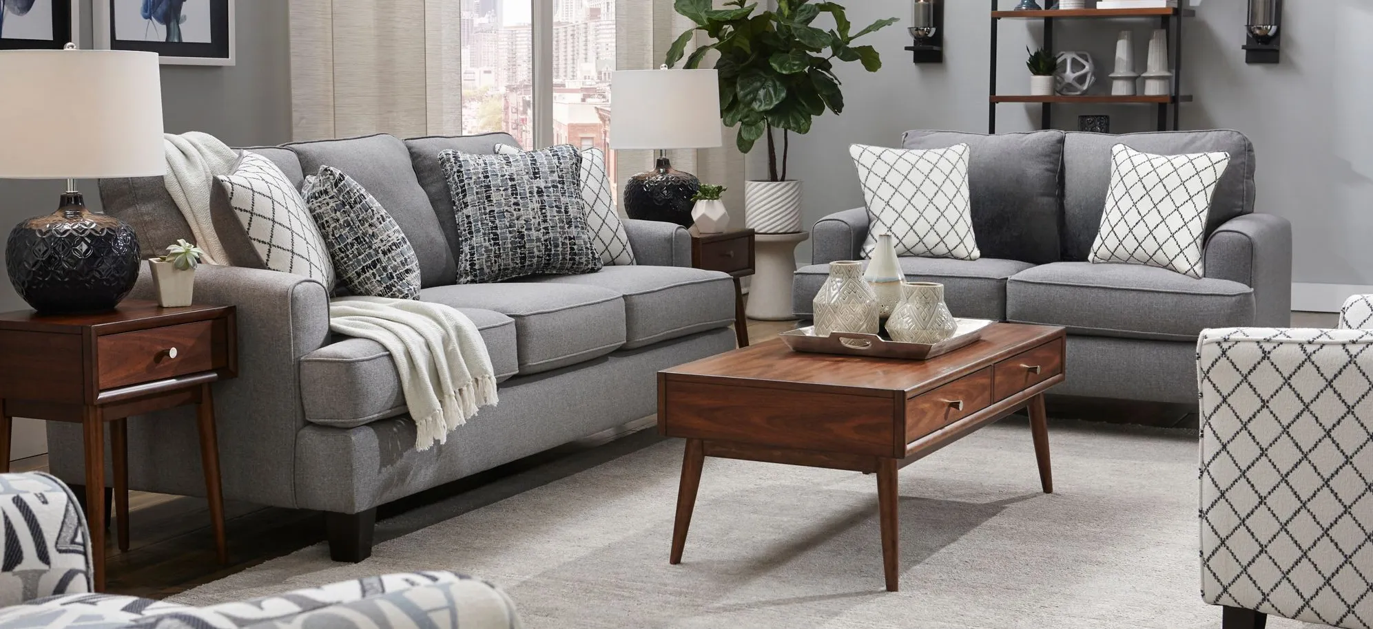 Alphie Living Room Set in Macarena Cadet by Fusion Furniture