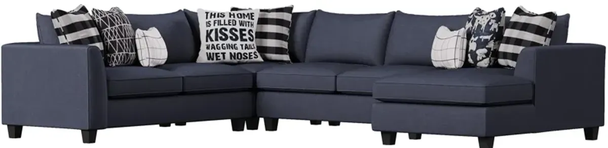 Daine 4-pc. Sectional Sofa in Popstich Navy by Fusion Furniture