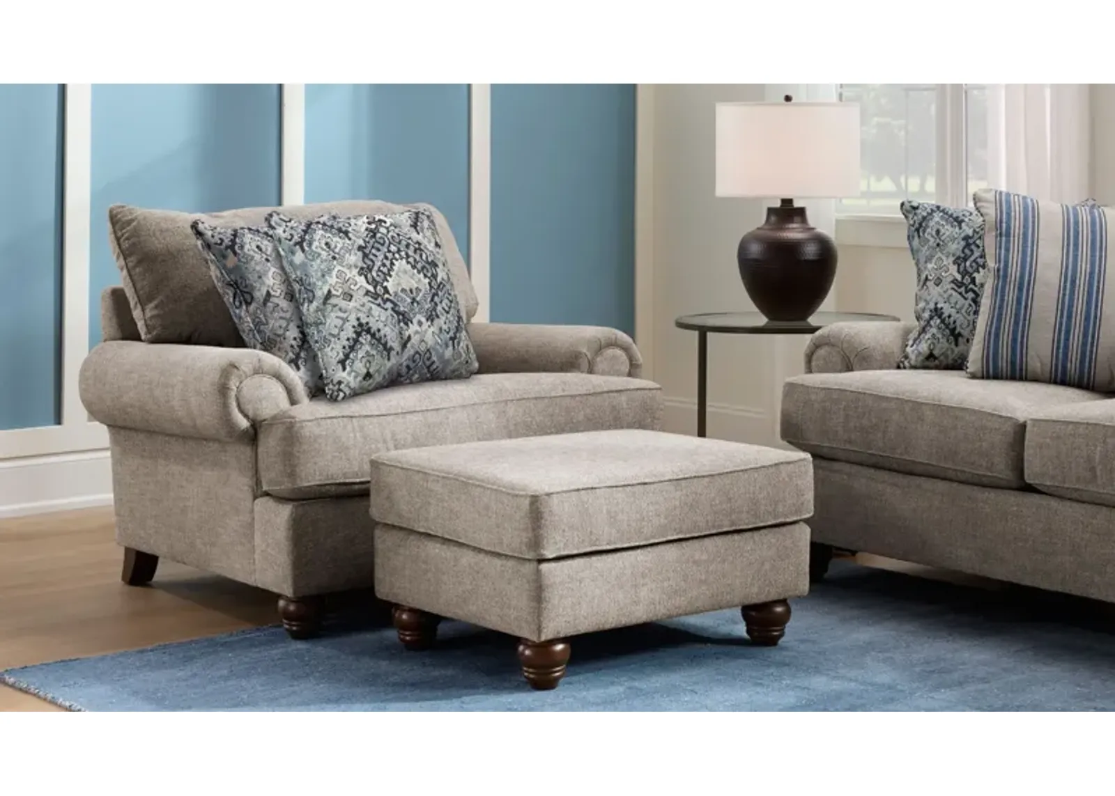 Hargrove Living Room Set in Beige;Blue by Emeraldcraft