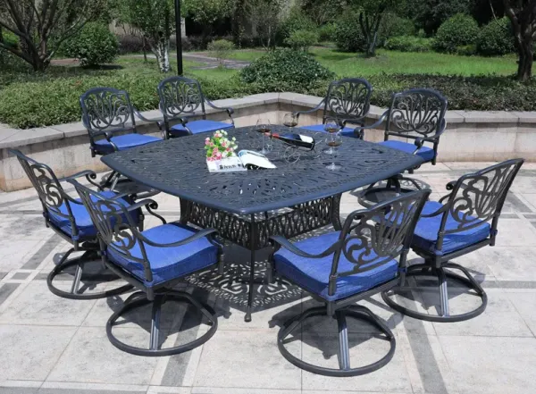 Geneva 9-pc. Outdoor Swivel Dining Set