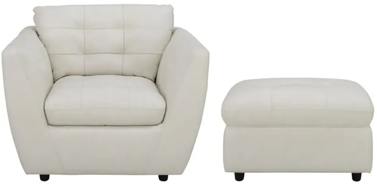 Damar 2-pc. Chair & Ottoman in White by Chateau D'Ax