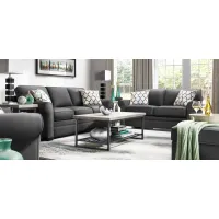Glendora 2-pc.. Microfiber Sofa and Loveseat Set in Suede So Soft Slate by H.M. Richards