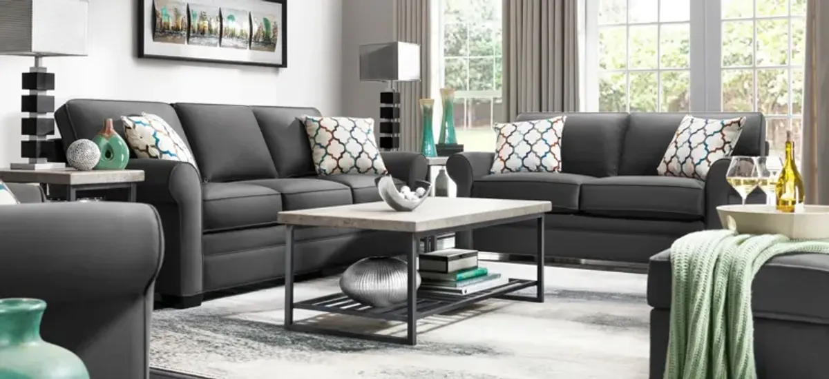 Glendora Living Room Set in Suede So Soft Slate by H.M. Richards