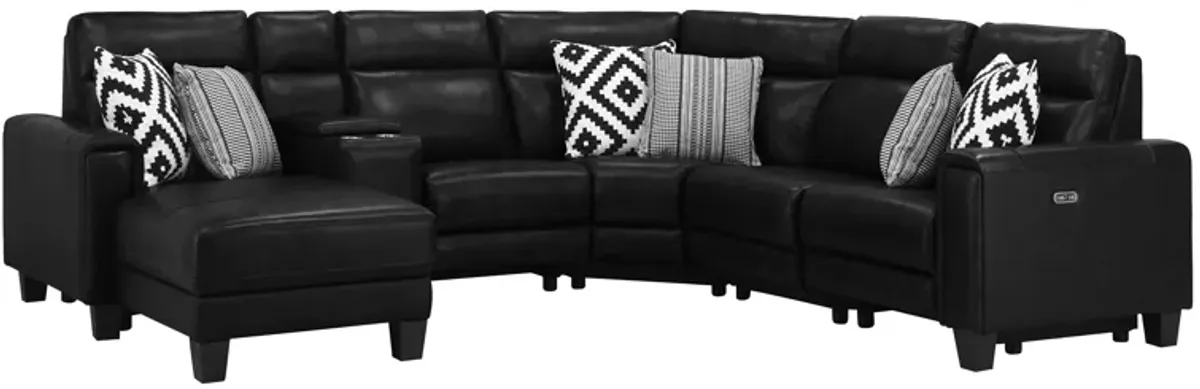 Ace 6-pc. Power Sectional in Black by Bellanest