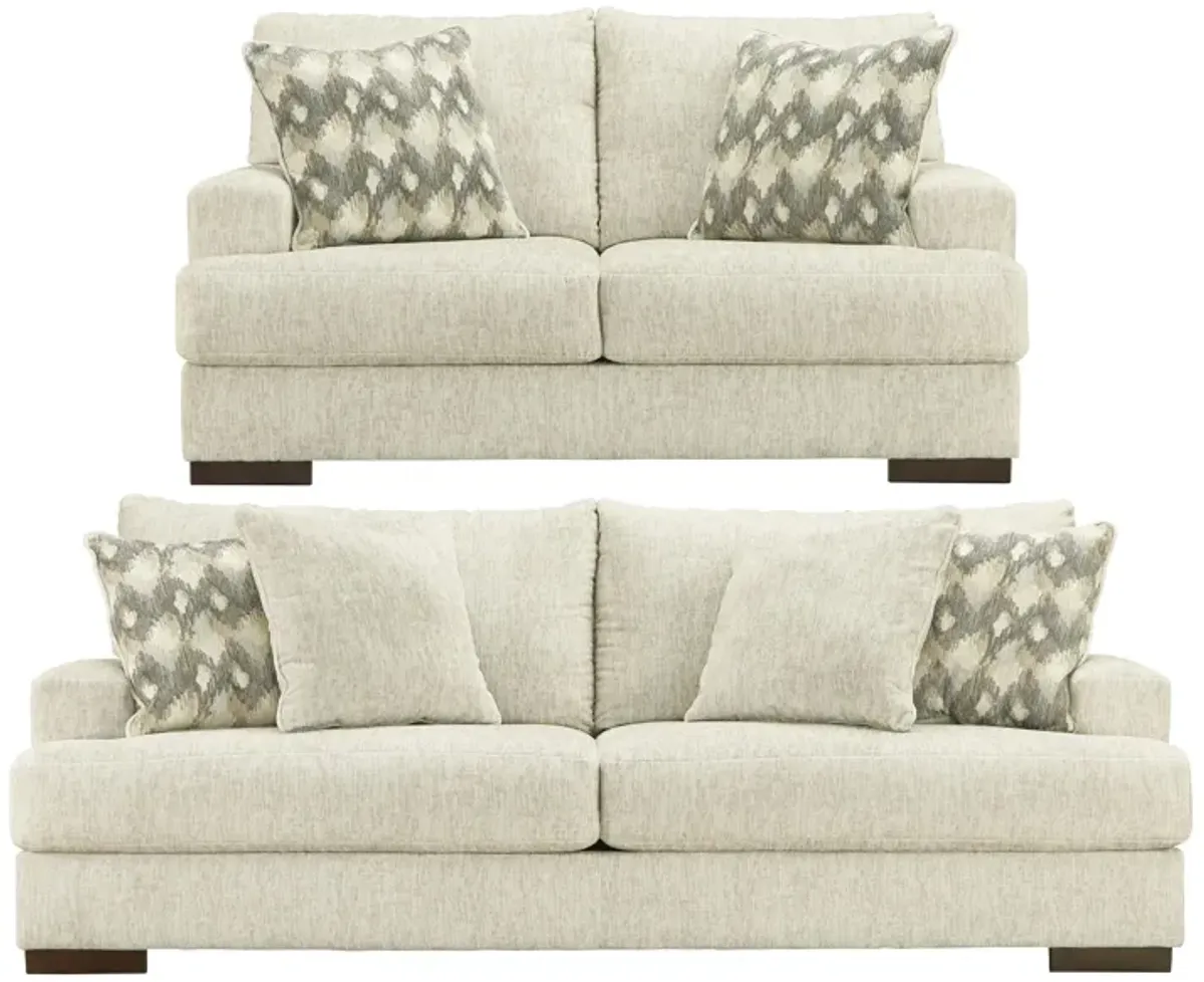 Hillston Chenille Sofa and Loveseat Set in Beige by Ashley Furniture