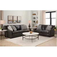 Germain 2-pc. Leather Sofa and Loveseat in Charcoal by Bernhardt
