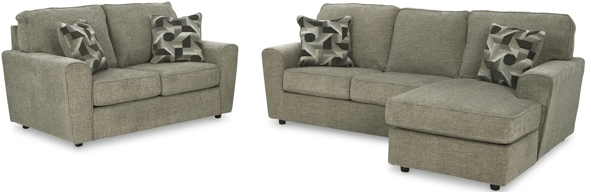Cascilla Sofa Chaise and Loveseat in Pewter by Ashley Furniture