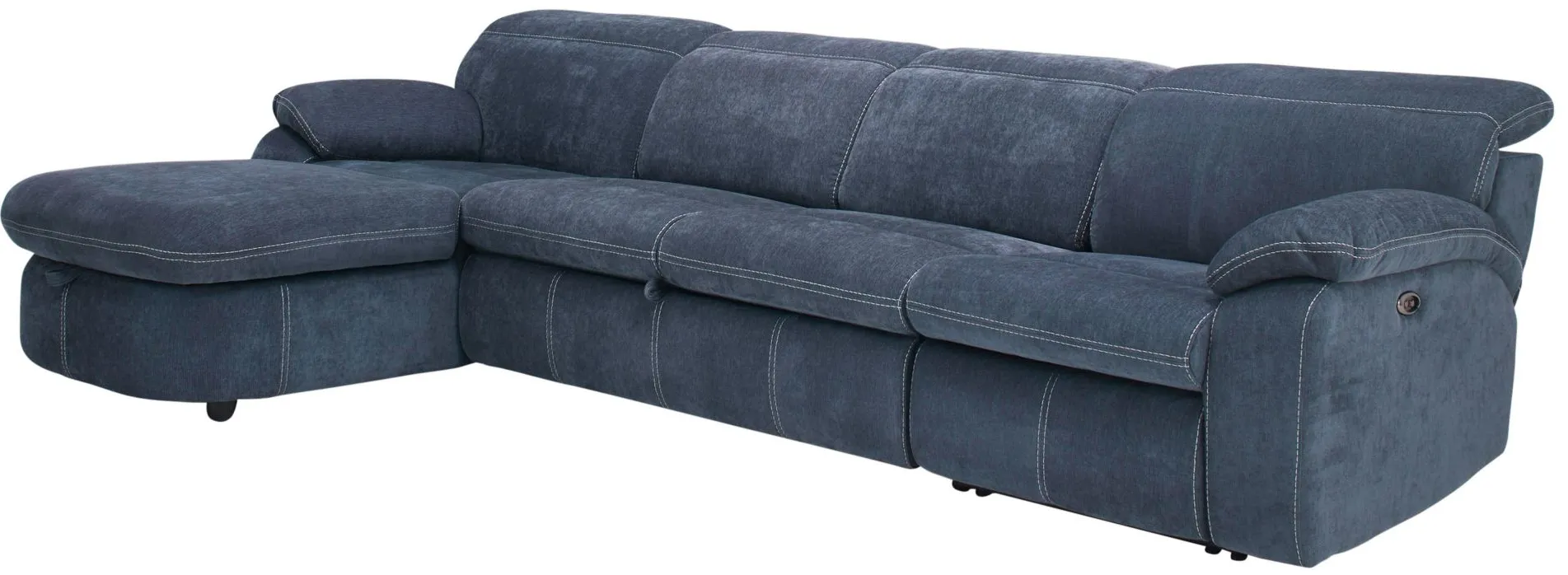 Enbright Microfiber 3-pc. Power-Reclining Sectional w/ Pop-Up Sleeper in Blue by Bellanest