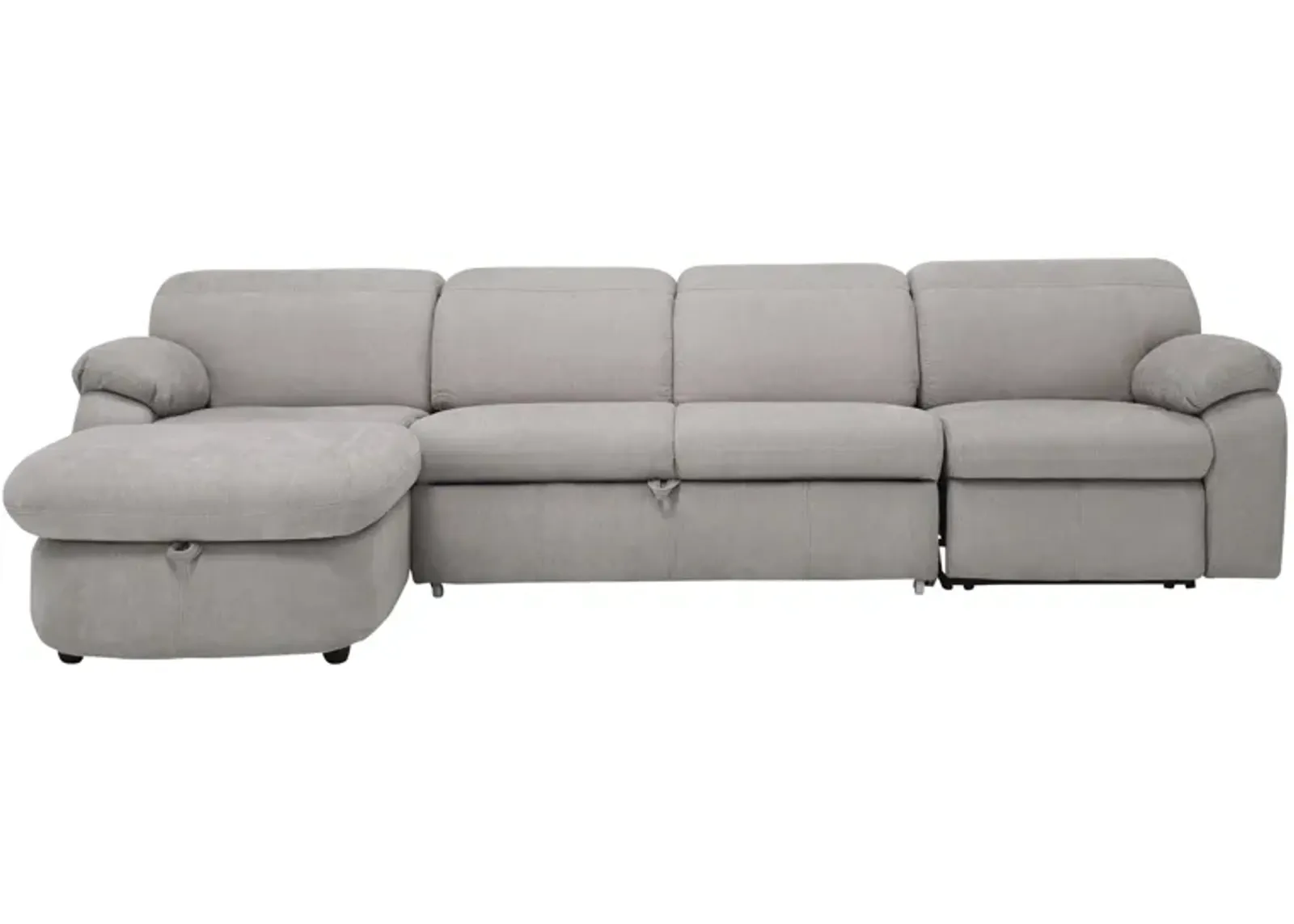 Enbright Microfiber 3-pc. Power-Reclining Sectional w/ Pop-Up Sleeper in Gray by Bellanest