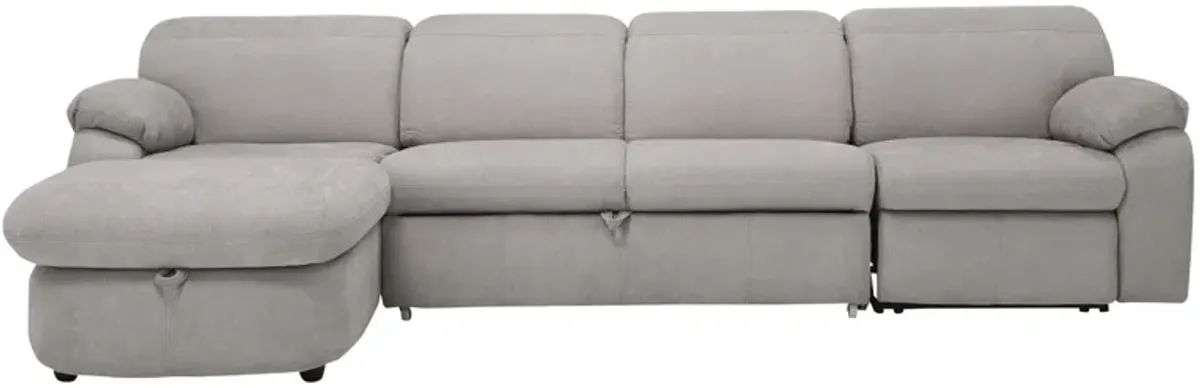 Enbright Microfiber 3-pc. Power-Reclining Sectional w/ Pop-Up Sleeper in Gray by Bellanest