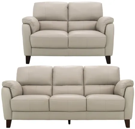 Harmony 2-pc. Leather Sofa and Loveseat Set in Dove Gray by Bellanest
