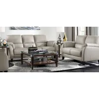 Harmony 2-pc. Leather Sofa and Loveseat Set in Dove Gray by Bellanest