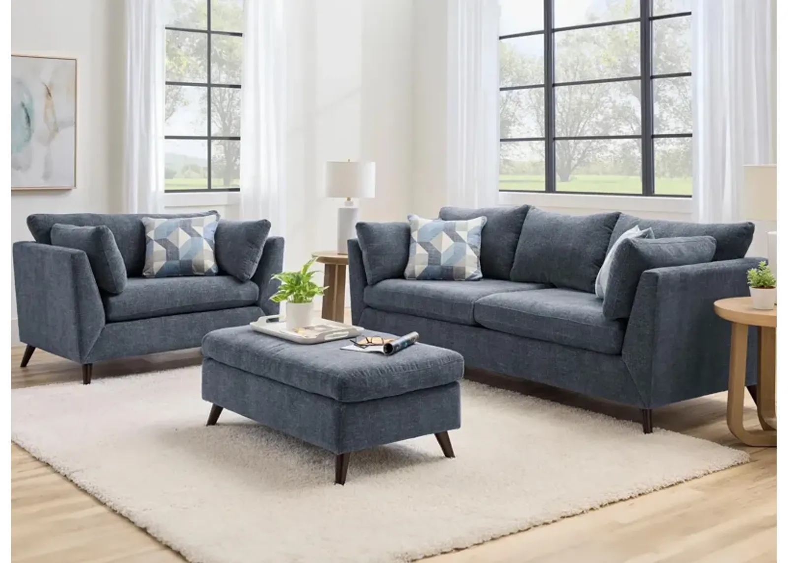 Caruso Living Room Set in Camila Indigo by H.M. Richards