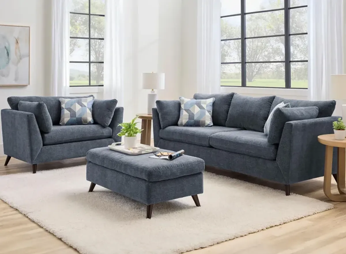 Caruso Living Room Set in Camila Indigo by H.M. Richards