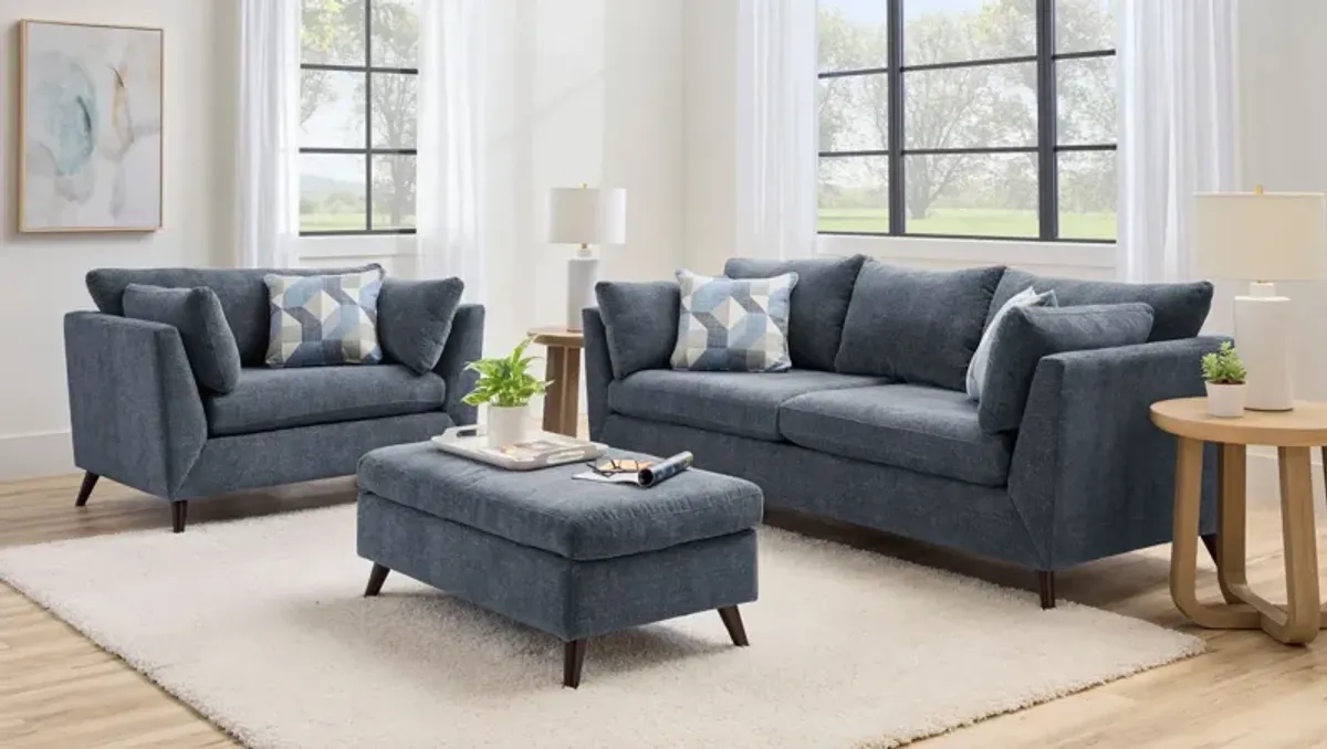 Caruso Living Room Set in Camila Indigo by H.M. Richards